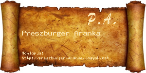 Preszburger Aranka névjegykártya